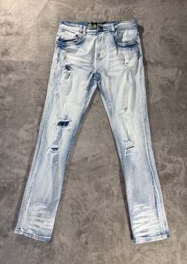 Spark Studio Collection Slim Fit Light Wash Distressed Jeans 34x32